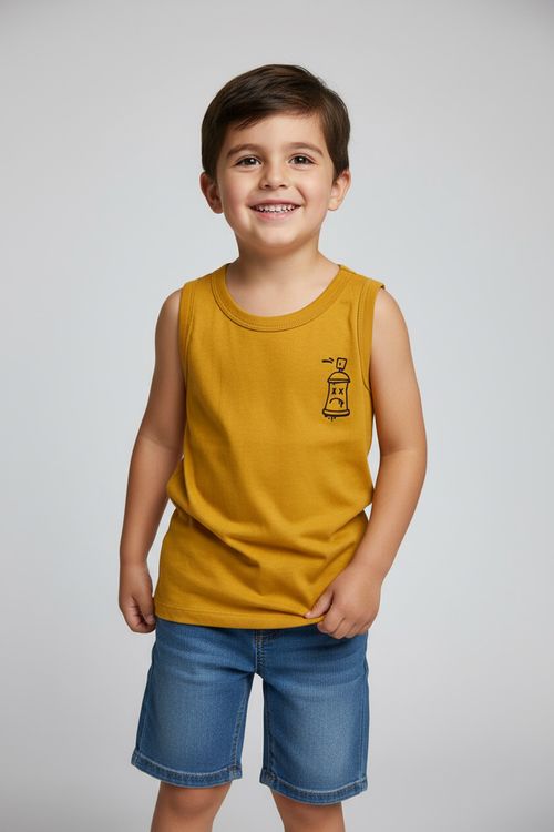 Regata Infantil Menino Amarela Mostarda Grafite de Spray