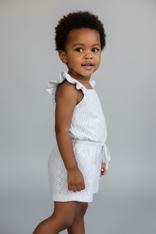 Macaquinho Infantil Menina Branco Bebê Laise Broderie