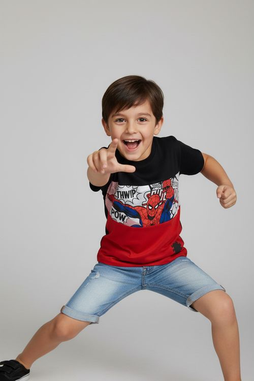 Camiseta Infantil Homem-Aranha Caedu Preto 4-10 Anos