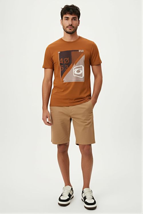 Bermuda Masculina Chino Flex Caedu Cáqui Bege Escuro