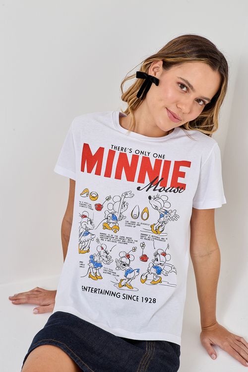 Blusa Feminina Branca Minnie Mouse Vintage