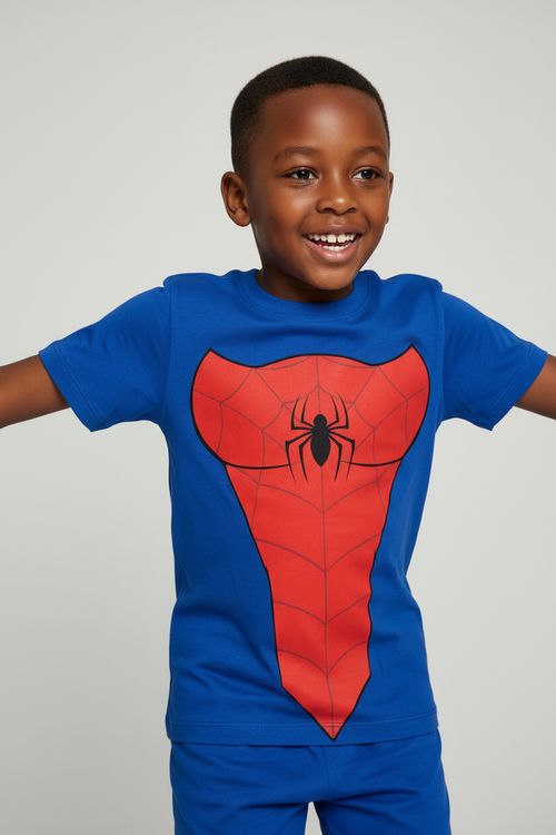 Pijama Infantil Menino Azul Homem-Aranha Curto