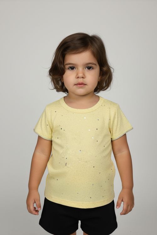 Blusa inf1/3nas 110076c cropped glitter amarelo claro