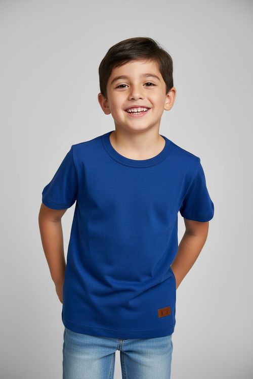 Camiseta Infantil Menino Azul Royal Lisa