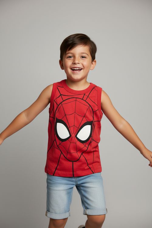 Camiseta Regata Infantil Menino Vermelha Spider-Man