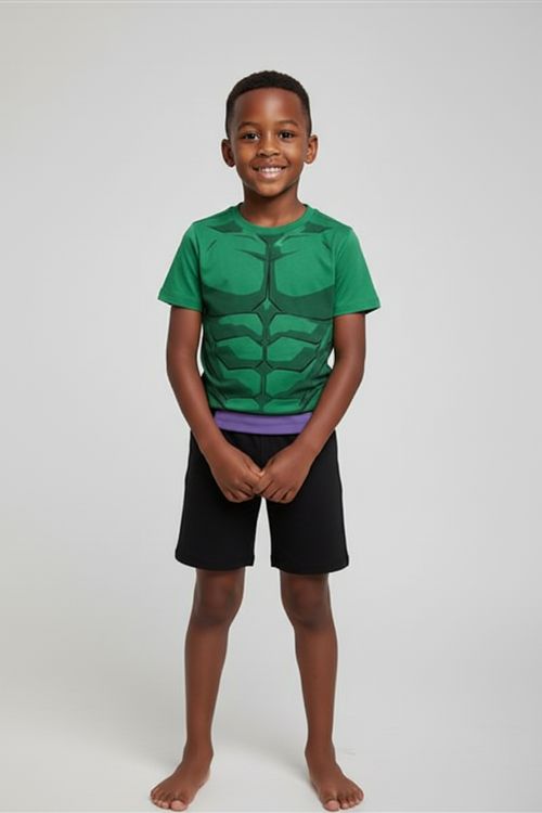 Conjunto Infantil Menino Verde e Preto Estampa Hulk