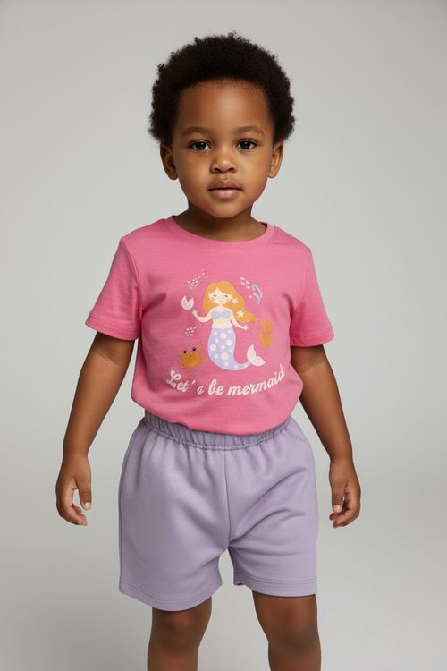 Conjunto Infantil Menina Rosa Lilás Sereia