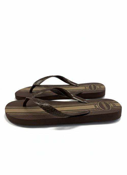 Chinelo Marrom Café Listrado