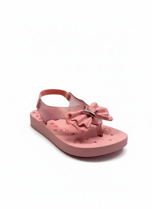 Chinelo Infantil Menina Rosa Baby Glitter Laço Estrelas