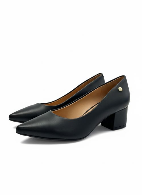 Scarpin Salto Bloco Bico Fino Feminino Preto