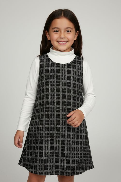 Conjunto Infantil Menina Preto Xadrez