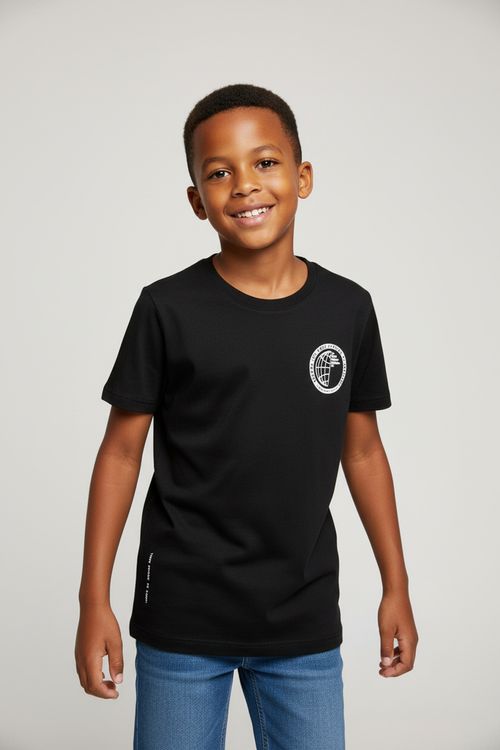Camiseta Infantil Menino Preta Estampa Globo
