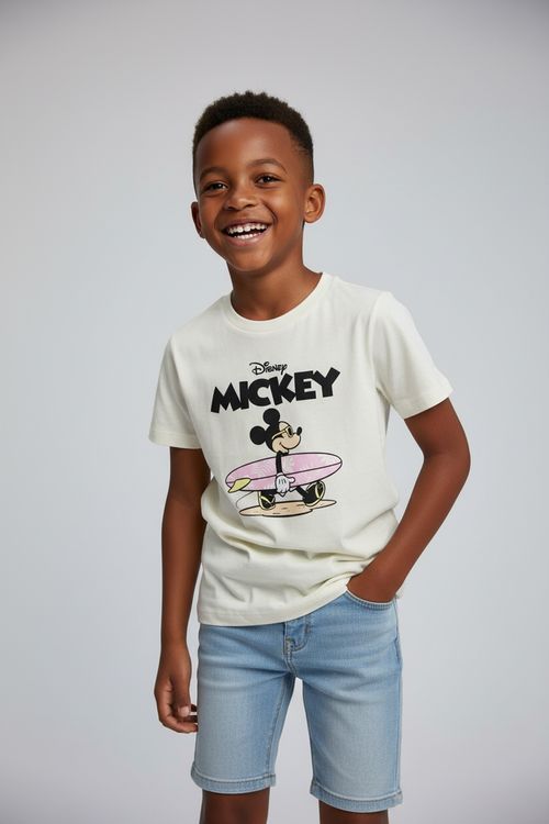 Blusa Infantil Menino Off White Mickey Surfista
