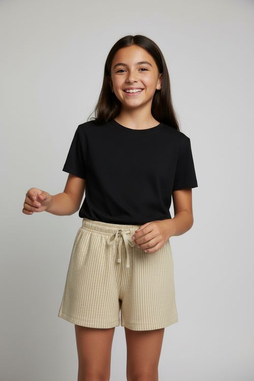 Shorts Infantil Menina Dourado Listras Finas