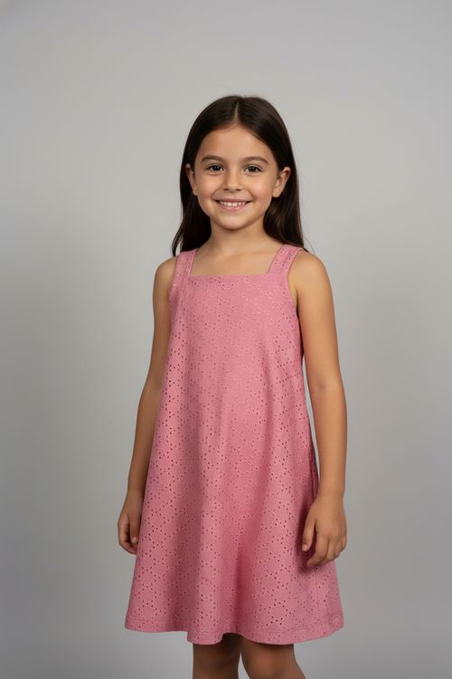 Vestido Infantil Menina Rosa Médio Laise