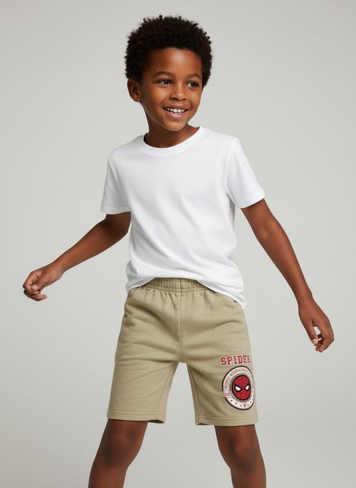 Bermuda Infantil Menino Bege Spider-Man