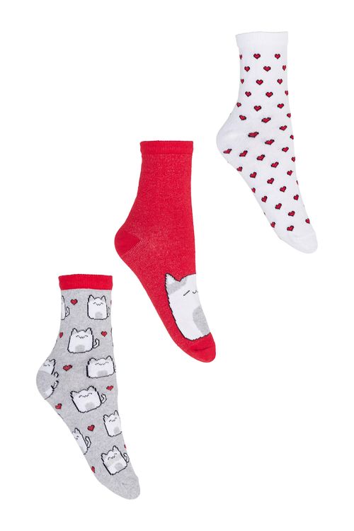 Meias Infantil Menina Sortidas Gatinhos e Corações