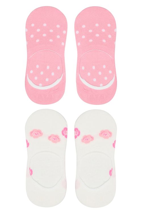 Kit 2 Pares Meias Sapatilha Femininas Poá Rosa e Flores