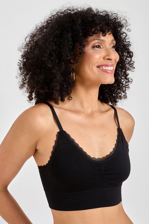 Sutiã Bralette Feminino Preto Renda Delicada