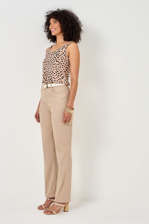 Regata Feminina Bege Chic Animal Print