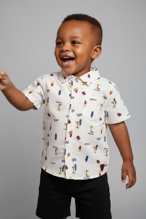 Camisa Infantil Menino Off-White Estampa Surf Divertida