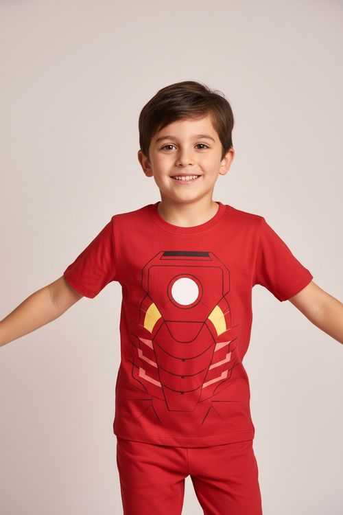 Conjunto Pijama Infantil Menino Vermelho Homem de Ferro