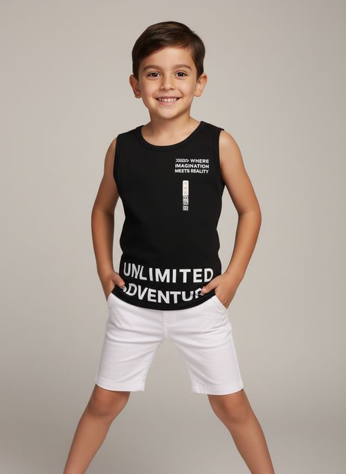 Blusa Regata Infantil Preta 'Unlimited Adventure'