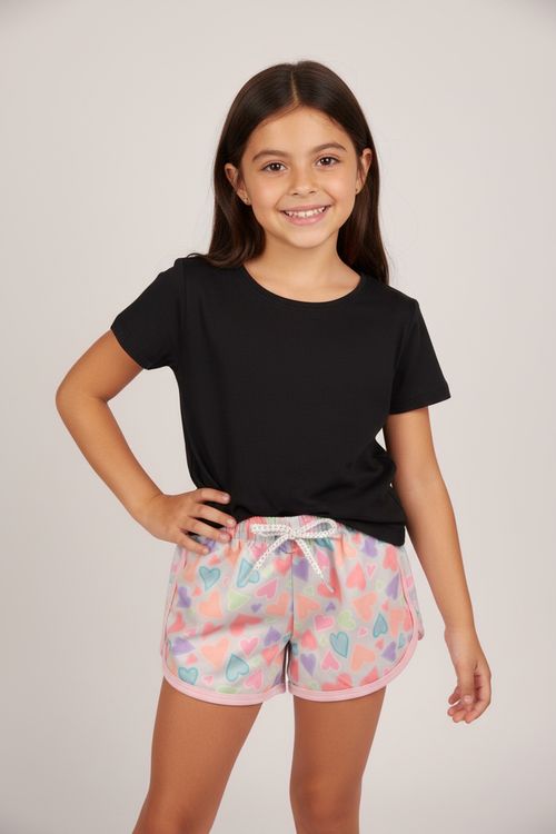 Shorts Infantil Menina Off White Corações Neon