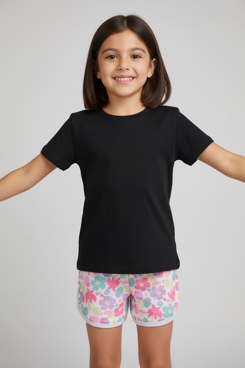 Shorts Infantil Menina Off White Floral Vibrante