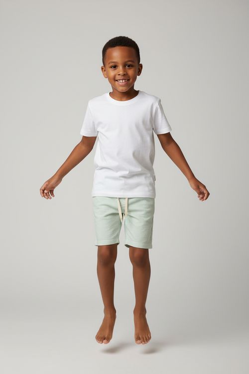 Shorts Infantil Verde Claro Listrada