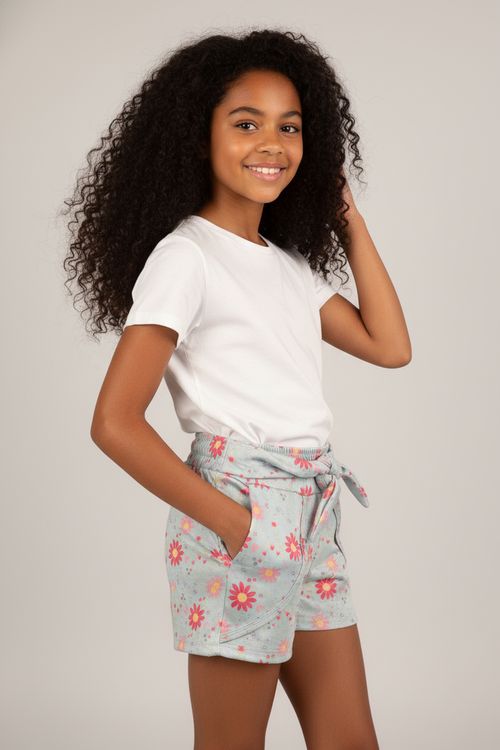 Shorts Infantil Menina Aqua Juvenil Floral