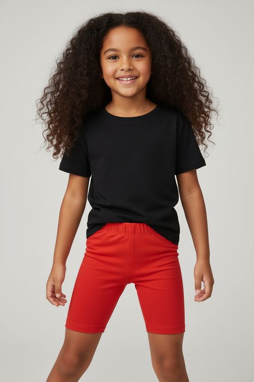 Short Ciclista Infantil Menina Vermelho Liso