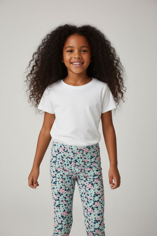 Legging Infantil Menina Verde Menta Floral