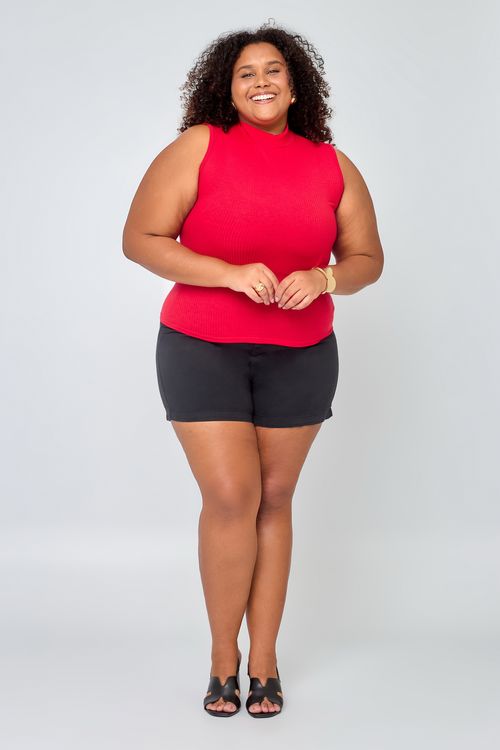 Short Feminino Sarja Plus Size Preto Caedu Feita Pra Mim