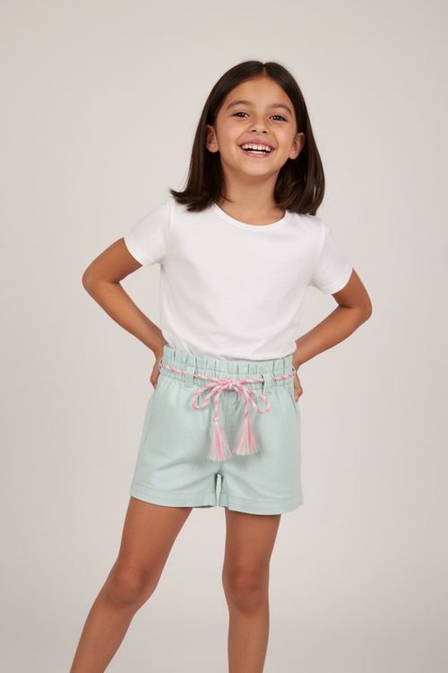 Shorts Infantil Menina Verde Claro 4-8 Anos