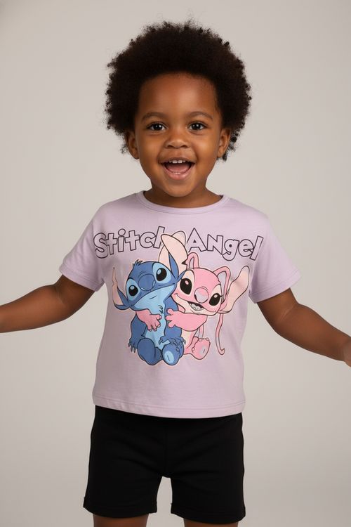 Blusa com Capuz Infantil Menina Lilás Stitch