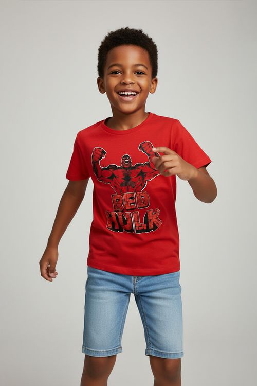 Camiseta Infantil Red Hulk Caedu Vermelho Escuro 10-16