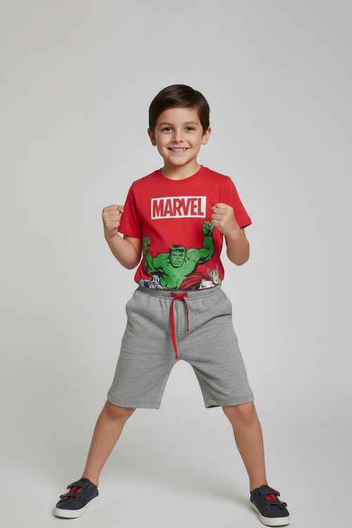 Inteiro malha infantil 4/8 nos avengers vermelho medio