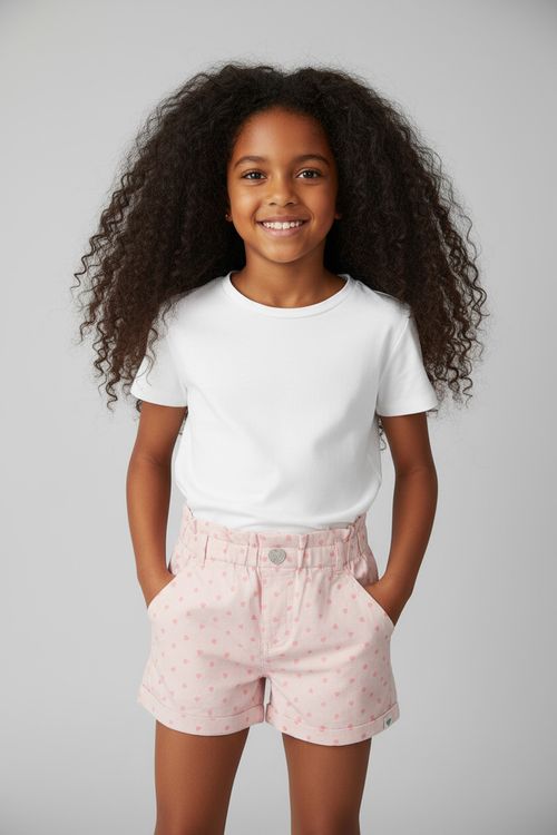 Shorts Infantil Clochard Eco Caedu Rosa Claro 4-8 Anos