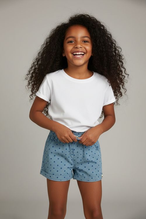 Shorts Clochard Infantil Caedu Eco Azul Claro 4-8 Anos