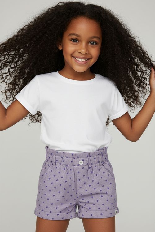 Shorts Infantil Clochard Caedu Lilás Menina 4-8 Anos