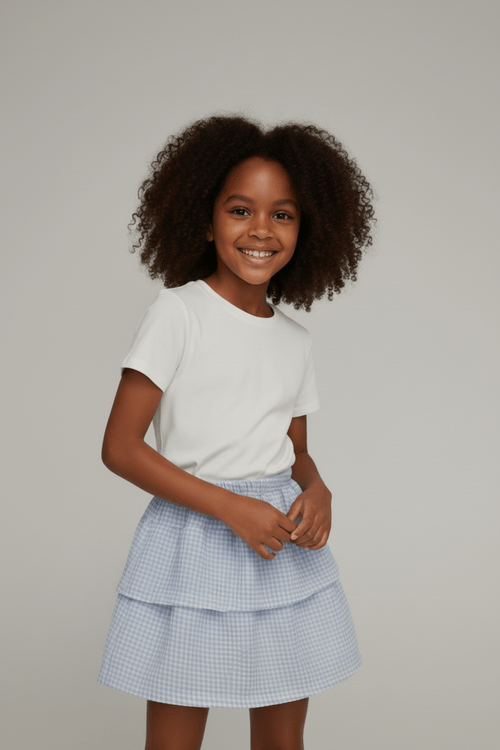 Saia Infantil Caedu Vichy Xadrez Anarruga 10-16 Anos