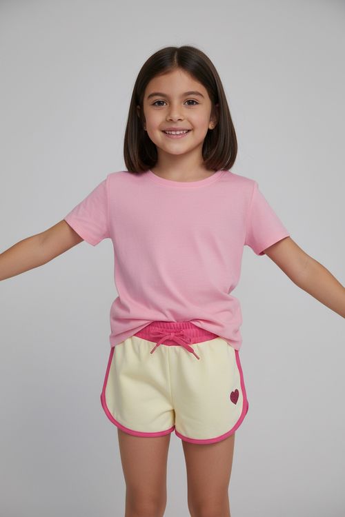 Shorts Runner Infantil Caedu Amarelo Neon Meninas 4-8 Anos