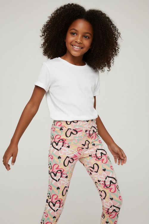 Legging inf10/16nas est coração rosa c rosa claro