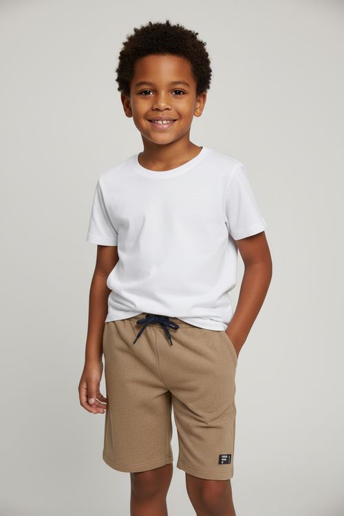 Shorts Infantil Caedu Moletinho Bege Claro 4-8 Anos