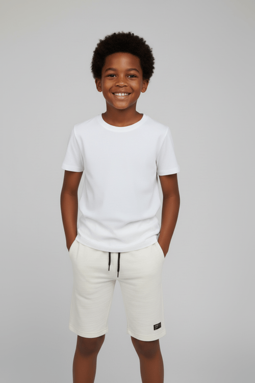 Short Infantil Caedu Moletinho Off White Menino 10-16 Anos