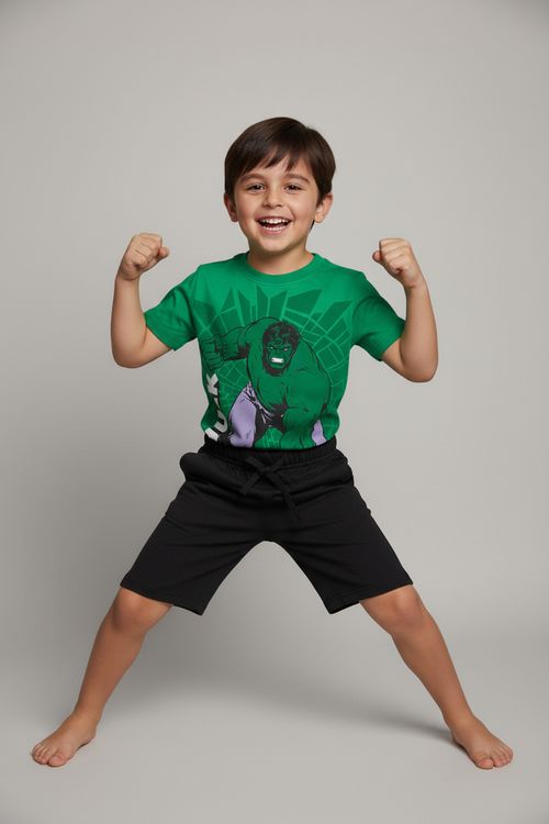 Conjunto Infantil Hulk Caedu Verde Médio (4-8 anos)