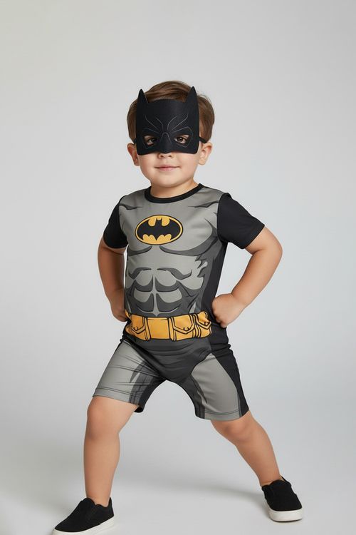 Conjunto Fantasia Batman Infantil 1 a 3 Anos Preto