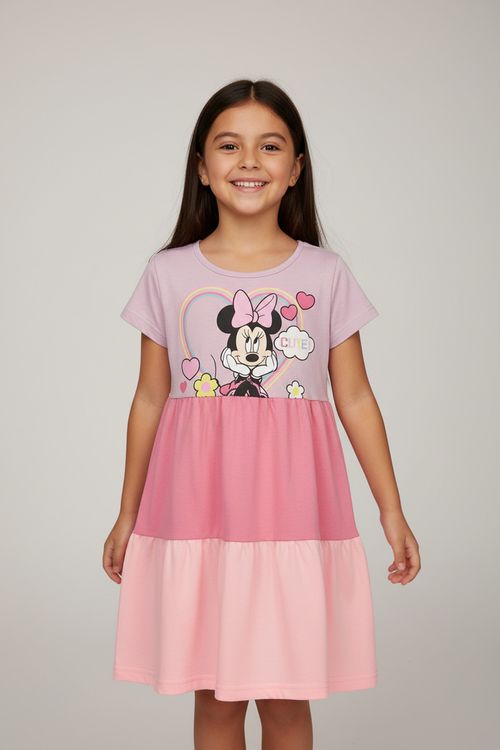 Vestido Infantil Minnie Lilás Caedu 4-10 Anos