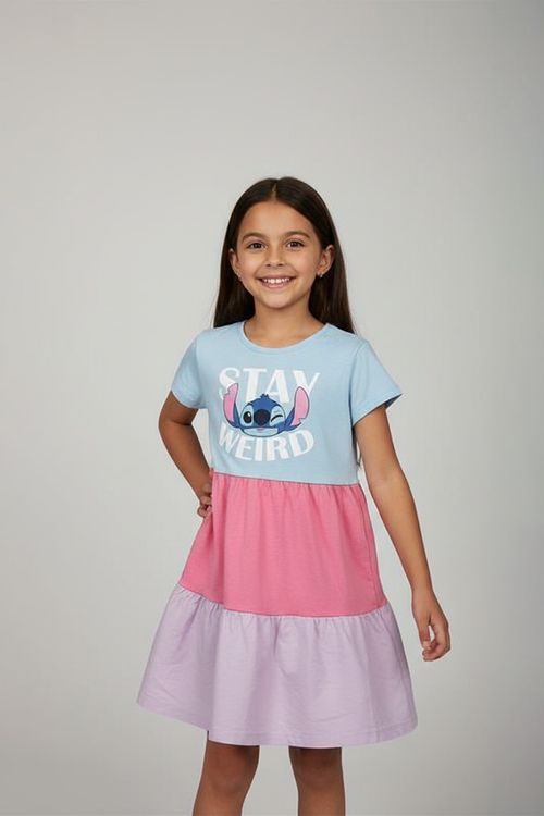 Vestido Infantil 3 Marias Stitch Azul Claro 4-10 Anos